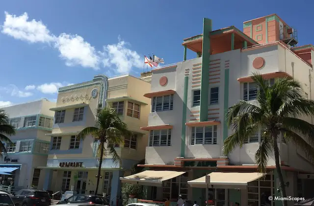 Art Deco Building Pastel Colors: Crescent and Mcalpin Hotels