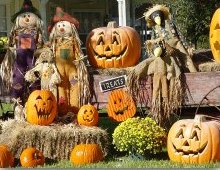 Pumpkins and scarecrows