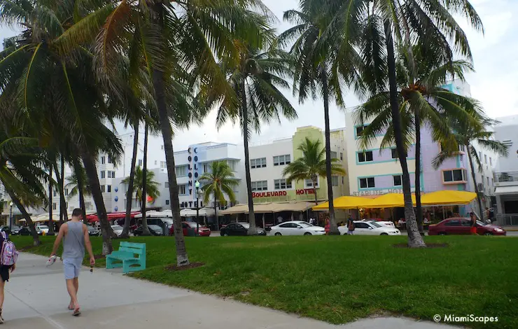 Ocean Drive runs along Lummus Park