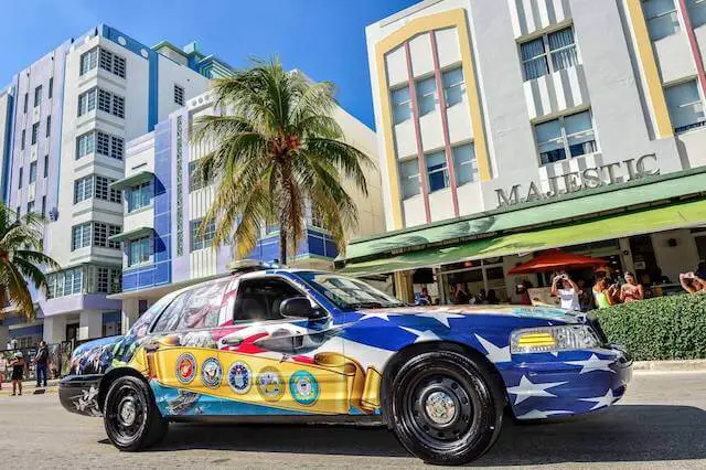 Ocean Drive Hotels and National Salute Police Car