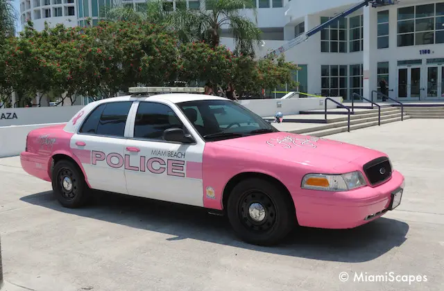 Miami Art Deco Pink Police Car