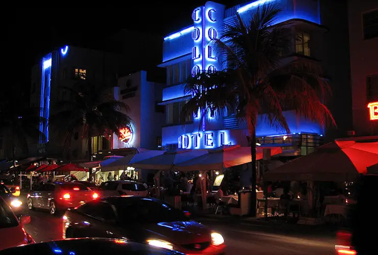 South Beach Ocean Drive at night