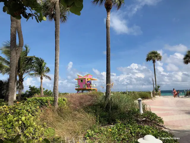 North Shore Open Space Park Miami Beach Walk and lifeguard tower