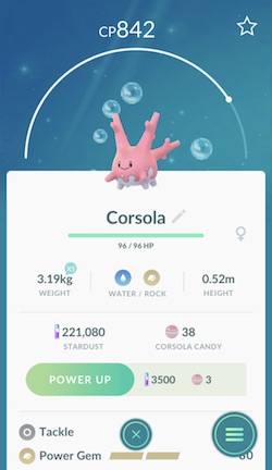 Region specific pokemon go found in Miami: Corsola