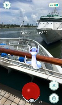 Catching Dratini on a boat at Port of  Miami